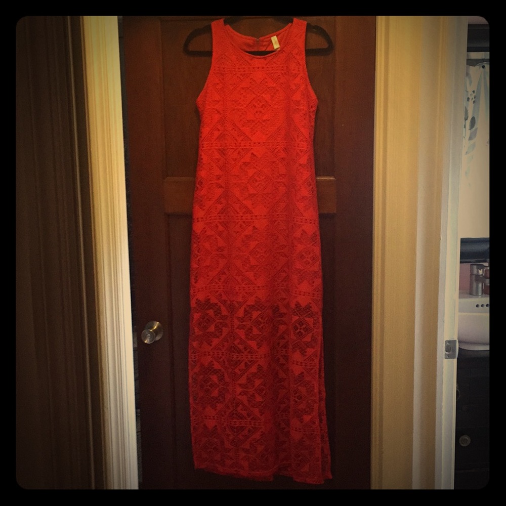 Red Maxi Lace Dress